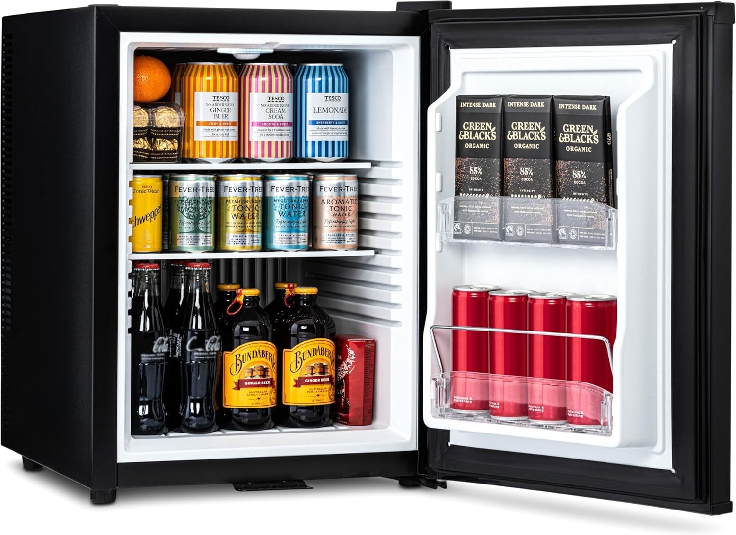 50L Black Mini Fridge Compact LED Lockable Tabletop Cooler Bedroom Office