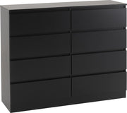 Black 8 Drawer Chest Storage Cabinet Soft Close Modern Bedroom Organizer