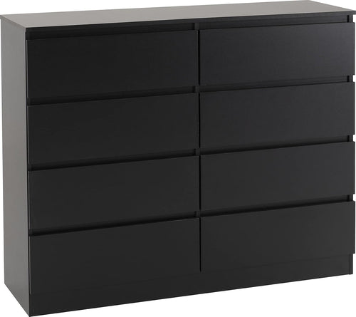 Black 8 Drawer Chest Storage Cabinet Soft Close Modern Bedroom Organizer
