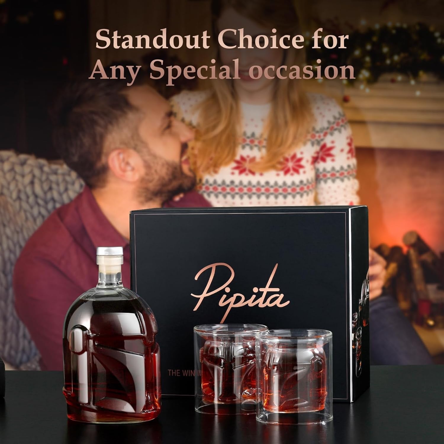 750ml Whiskey Decanter Set with 2 Glasses & Keychain Opener | Gift Set
