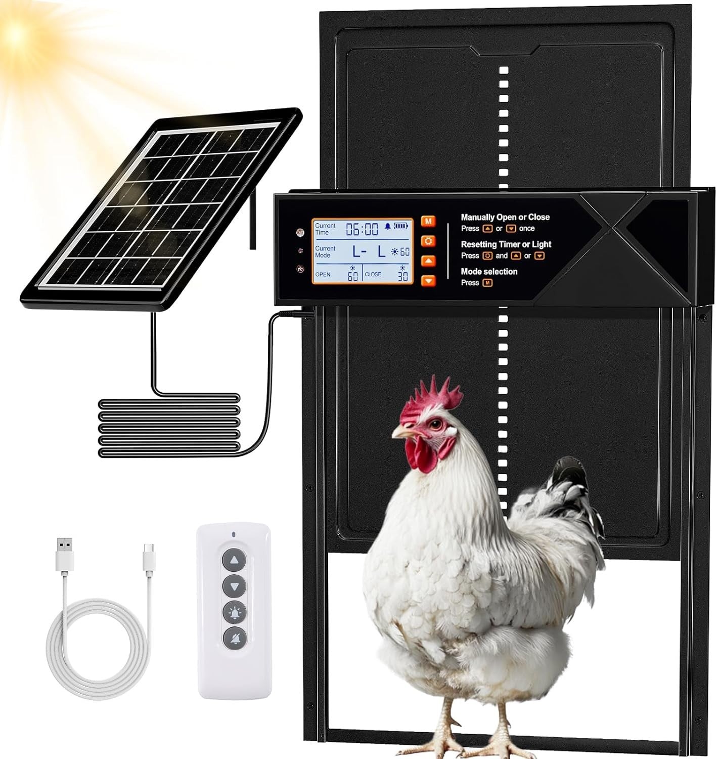 Extra Large Solar Automatic Chicken Coop Door 28x24cm
