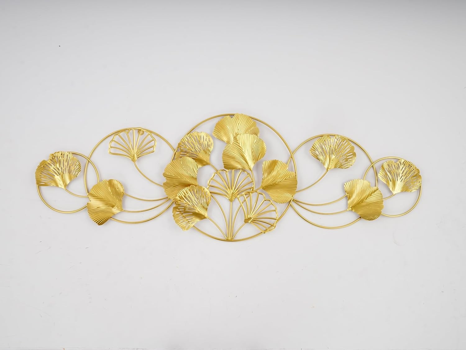 Gold Ginkgo Leaf Metal Wall Art 128x43cm 3D Decor