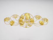Gold Ginkgo Leaf Metal Wall Art 128x43cm 3D Decor