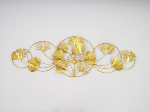 Gold Ginkgo Leaf Metal Wall Art 128x43cm 3D Decor