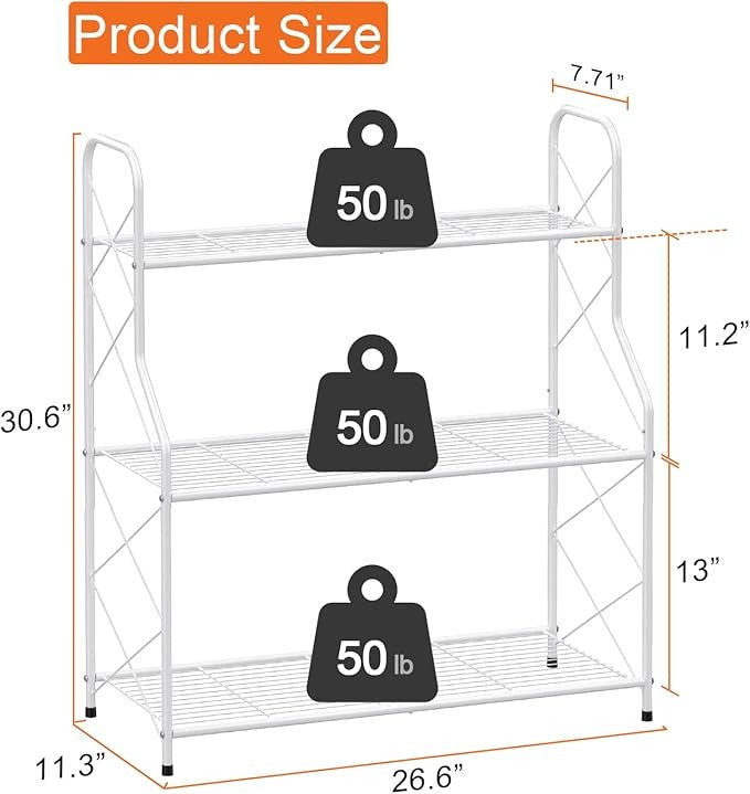 3 Tier Metal Plant Stand Indoor Outdoor Ladder Shelf Corner Display Rack White