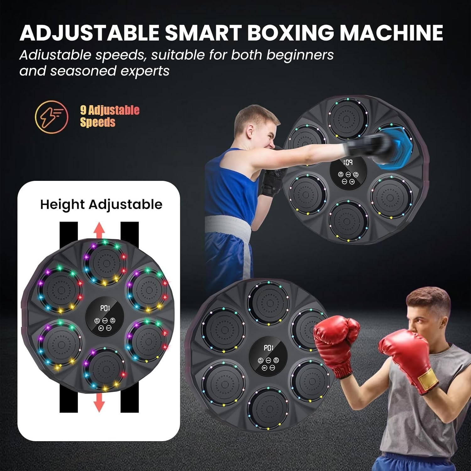 Music Boxing Machine Bluetooth LED Wall Mount Punch Trainer Fitness