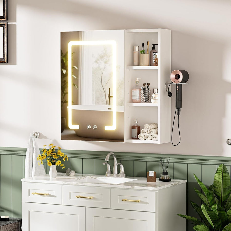 LED Bathroom Mirror Cabinet 60x15x60cm Wall Storage Light Demister Shelf