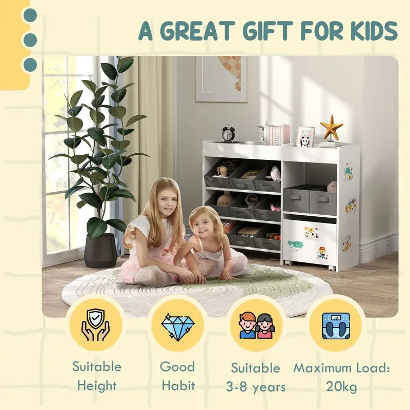 Kids Toy Storage Unit with Bins Cabinet & Shelves for Playroom Nursery