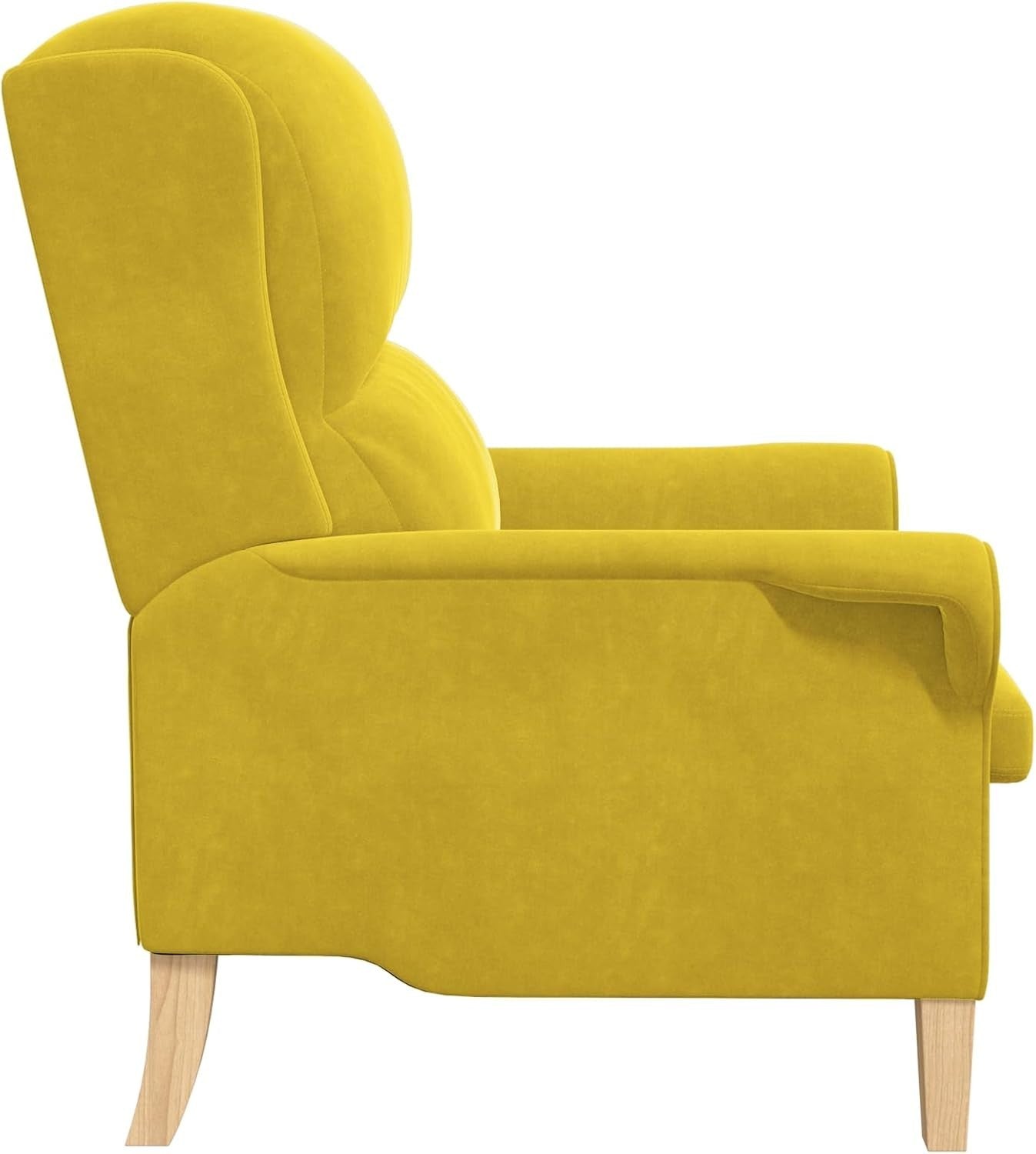 Yellow Highback Armchair Fabric Wingback Lounge Chair Wooden Legs