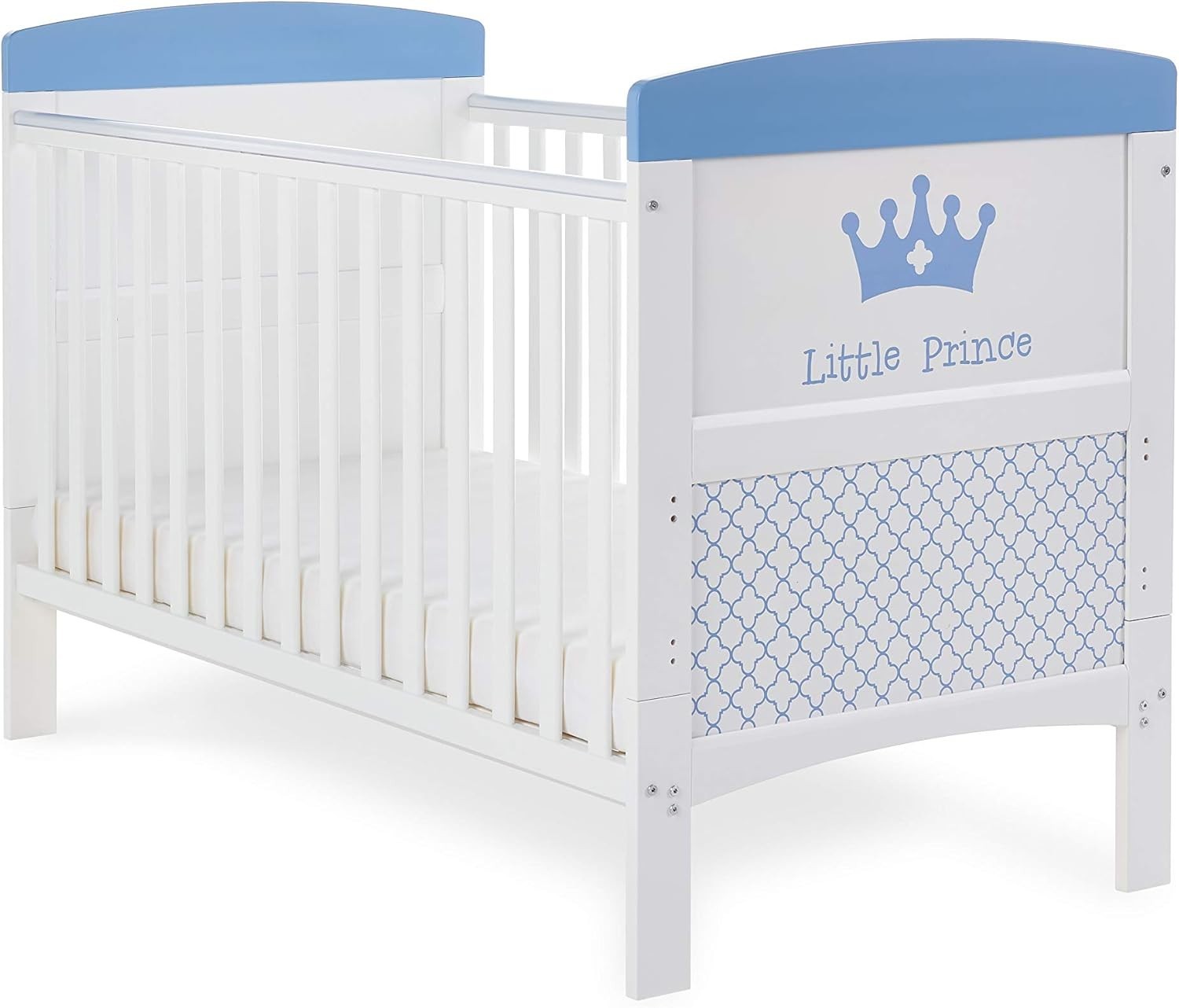 Convertible Cot Bed with Adjustable Height Toddler Bed 140x70cm White Blue