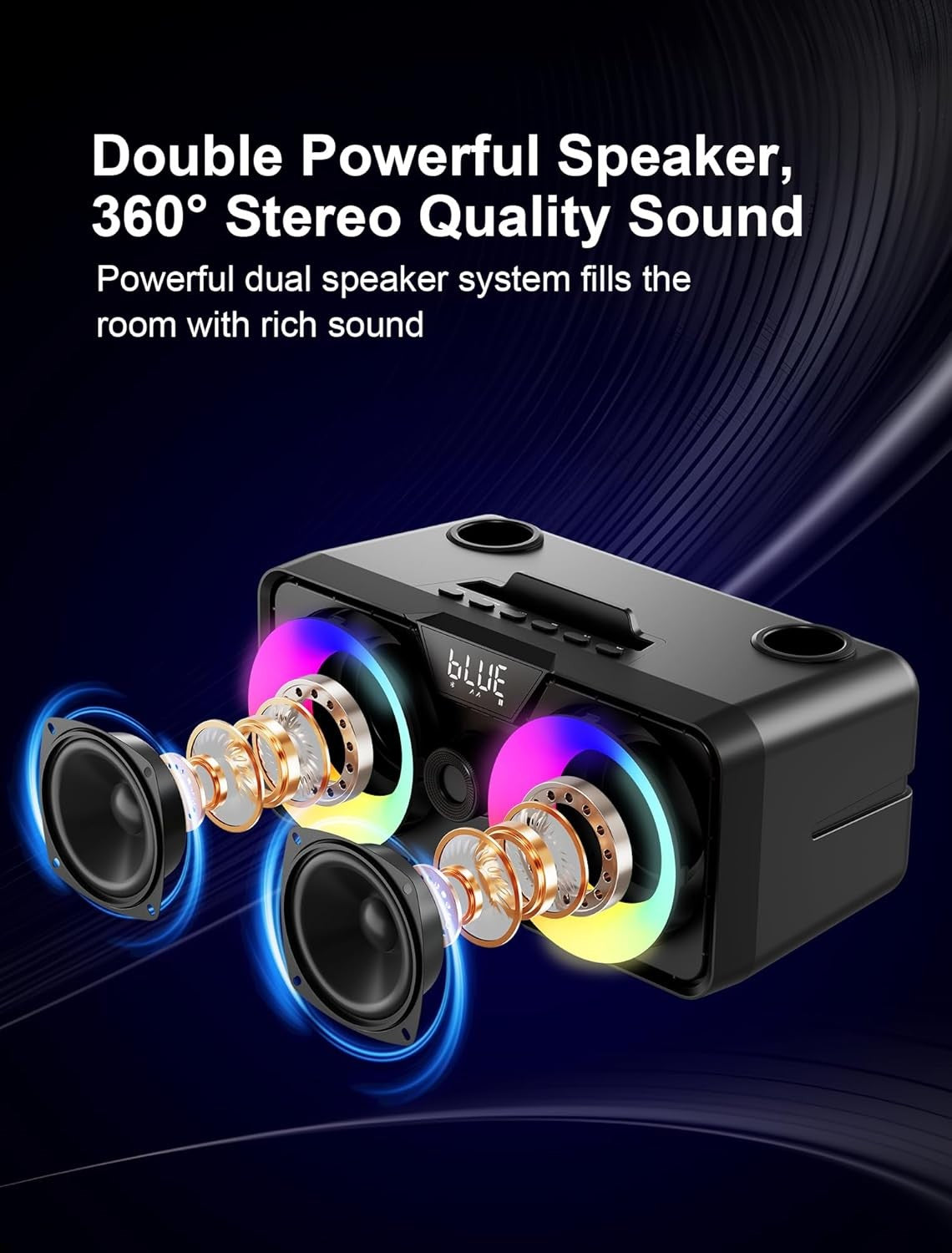 Karaoke Machine with 2 UHF Wireless Mics Bluetooth LED Speaker