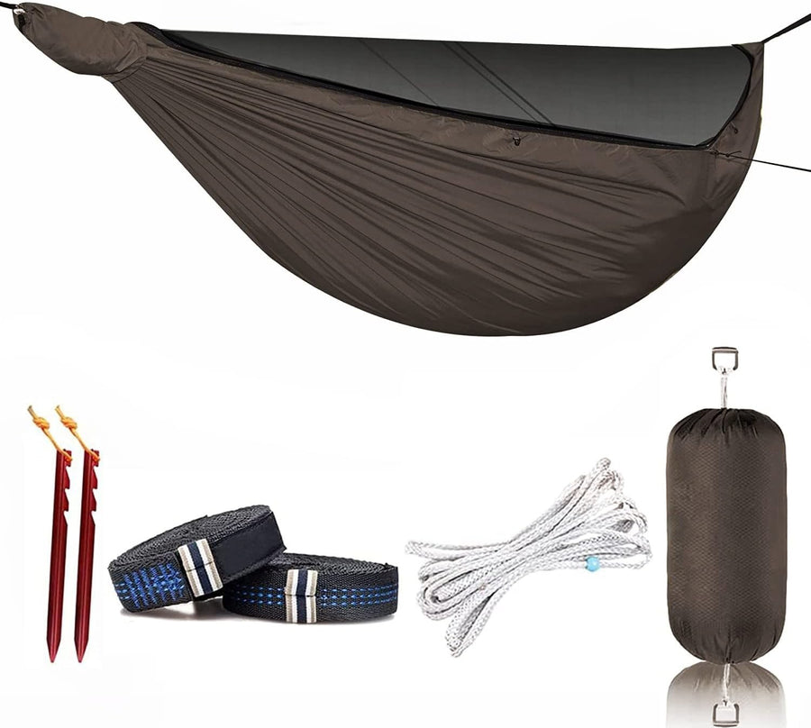Lightweight Double Camping Hammock with Mosquito Net & Adjustable Ridgeline