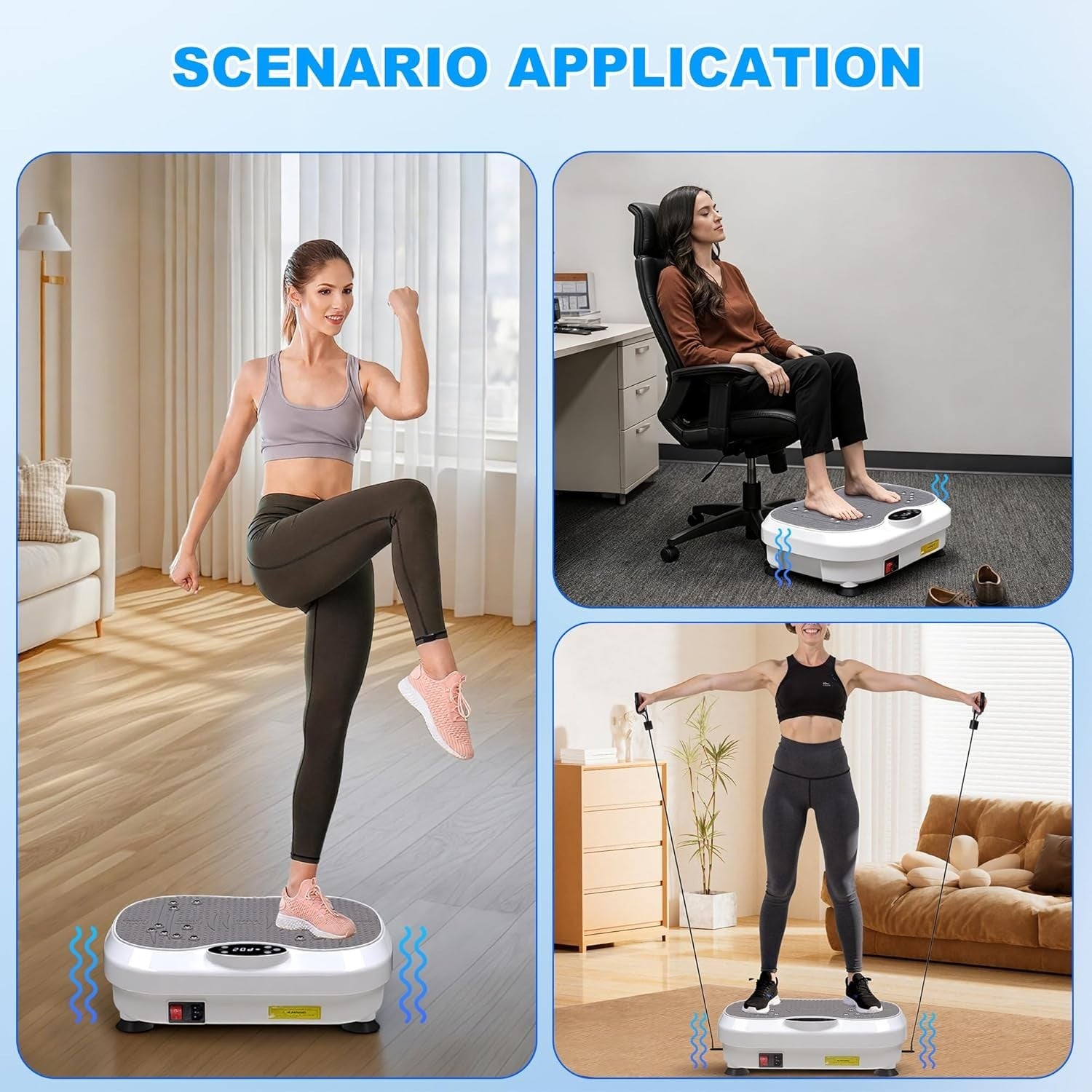 White Vibration Plate Exercise Machine 200 Speeds Lymphatic Drainage
