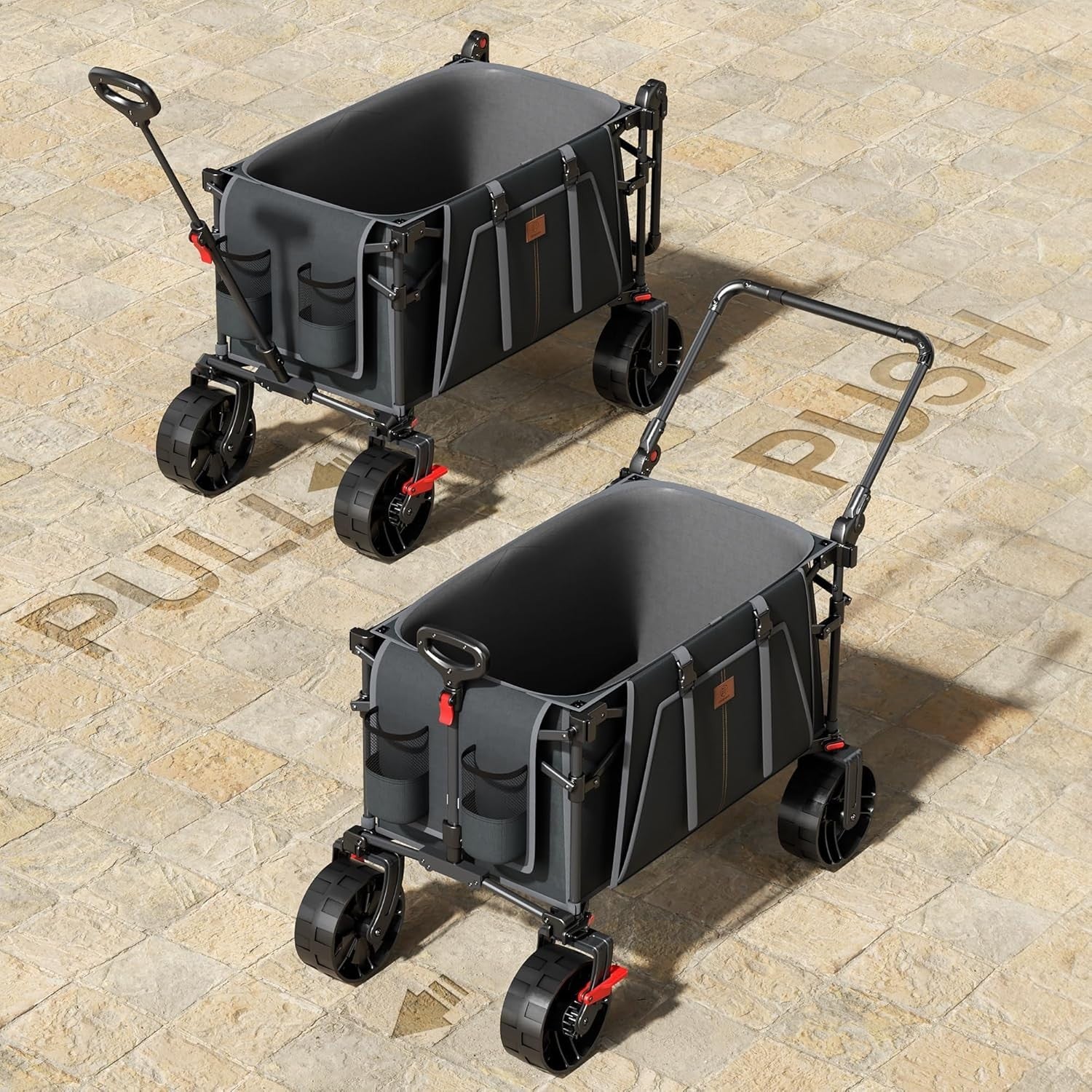 Grey 225L Heavy Duty Folding Camping Wagon w/ Canopy 150kg Festival Trolley