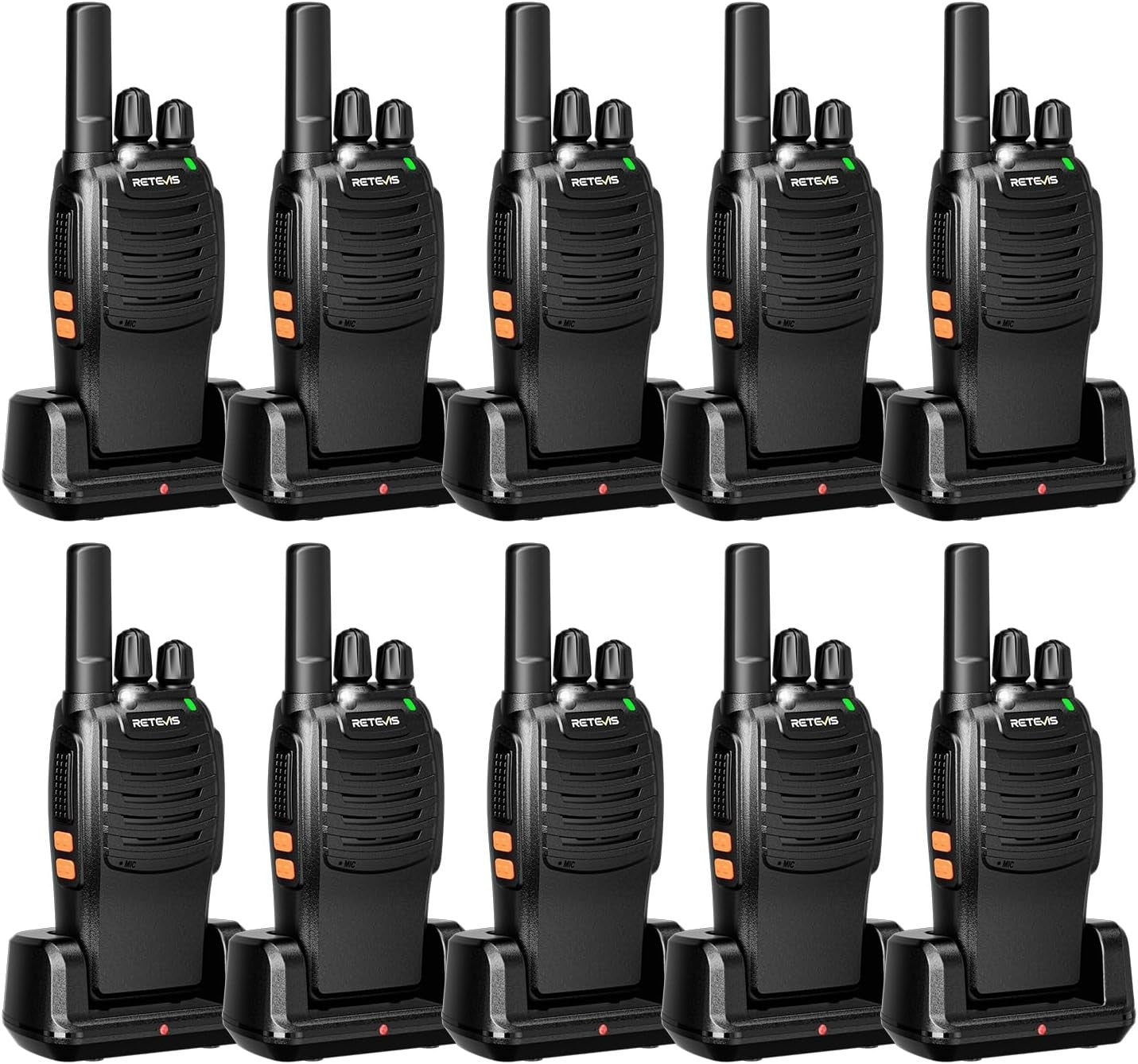 Walkie Talkies 10 Pack Long Range Rechargeable VOX USB-C Commercial