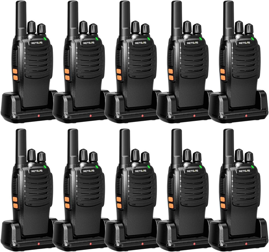 Walkie Talkies 10 Pack Long Range Rechargeable VOX USB-C Commercial