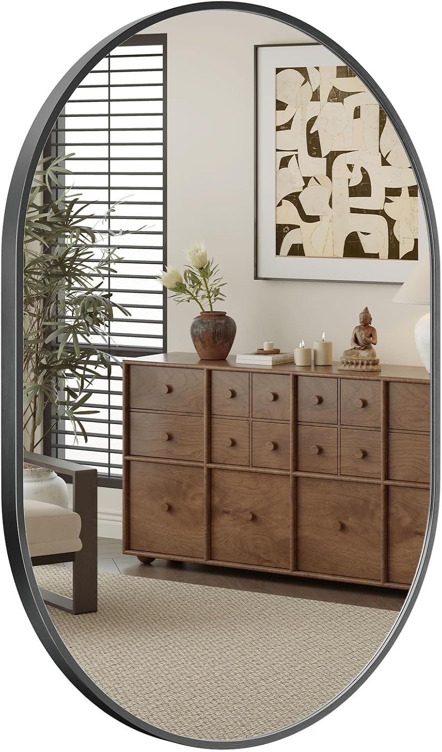 Oval Wall Mirror 50x70cm | Bathroom, Bedroom, Entryway | Durable Metal Frame