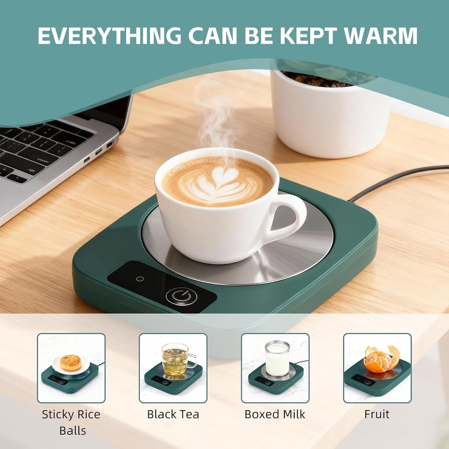 White Electric Mug Warmer 55°C Desk Cup Heater for Coffee