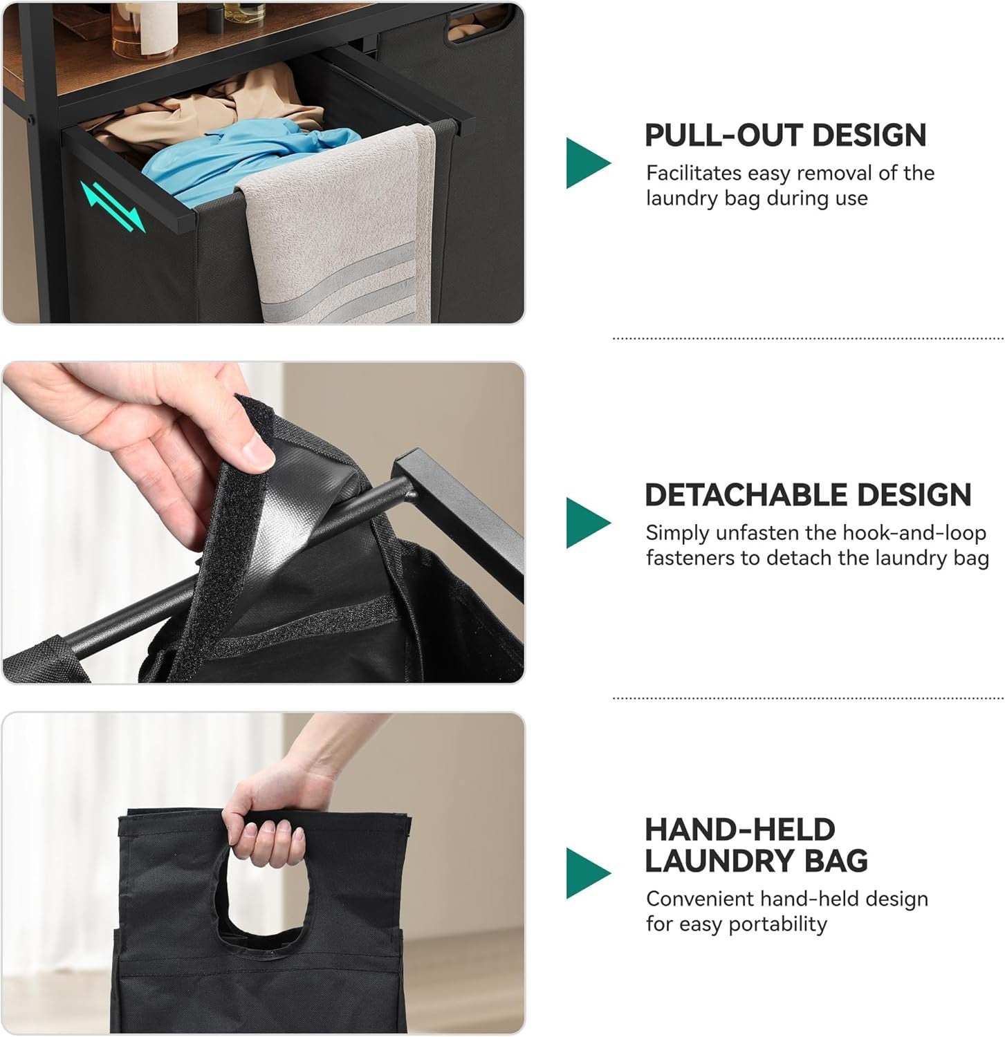 Freestanding Laundry Sorter with Shelves & Wheels | 2 Pull-Out Bags | 71cm Wide