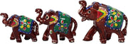 Hand Painted Elephant Ornaments Set of 3 | Colourful Decor Figurines