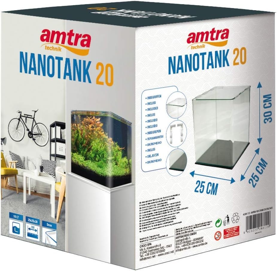 20L Nano Aquarium Glass Tank with Shock Mat for Fish & Turtles