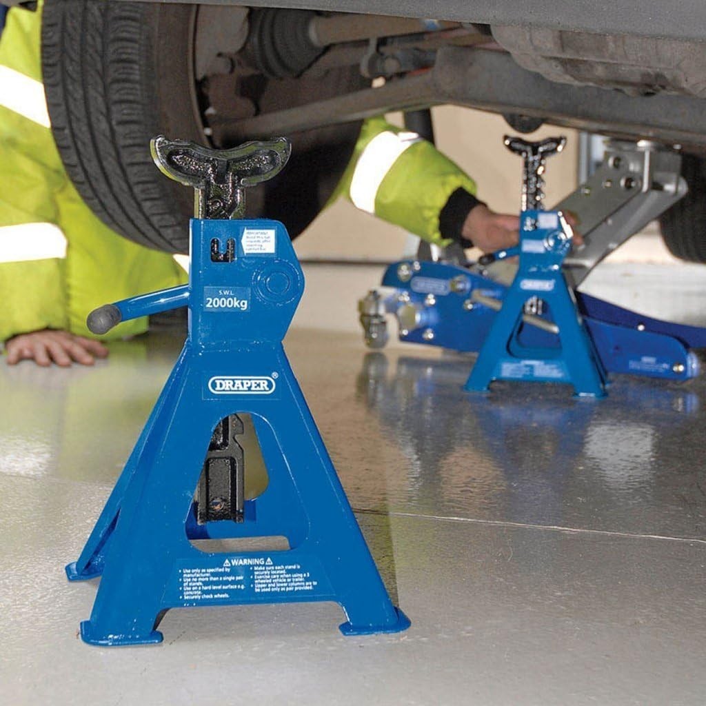 2 Ton Trolley Jack 130–330mm + 2 Ton Ratcheting Axle Stands Set Car Lift