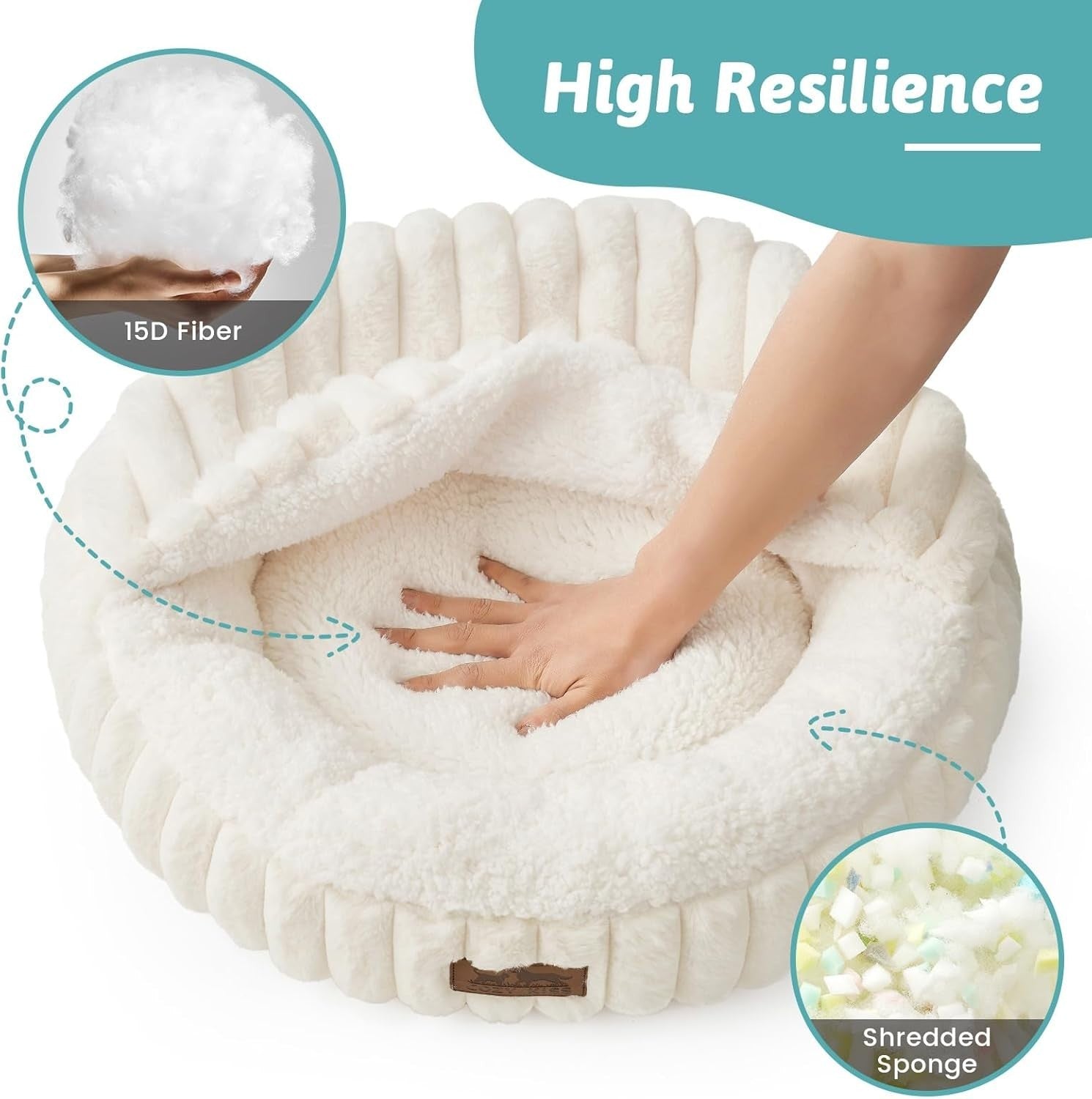 Cat Bed with Blanket 58cm Washable Faux Fur Pet Sofa Anti Slip Base