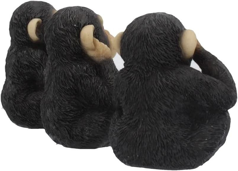 Three Wise Chimp Figurines 8cm Resin Monkey Ornaments See No Hear No Speak Decor