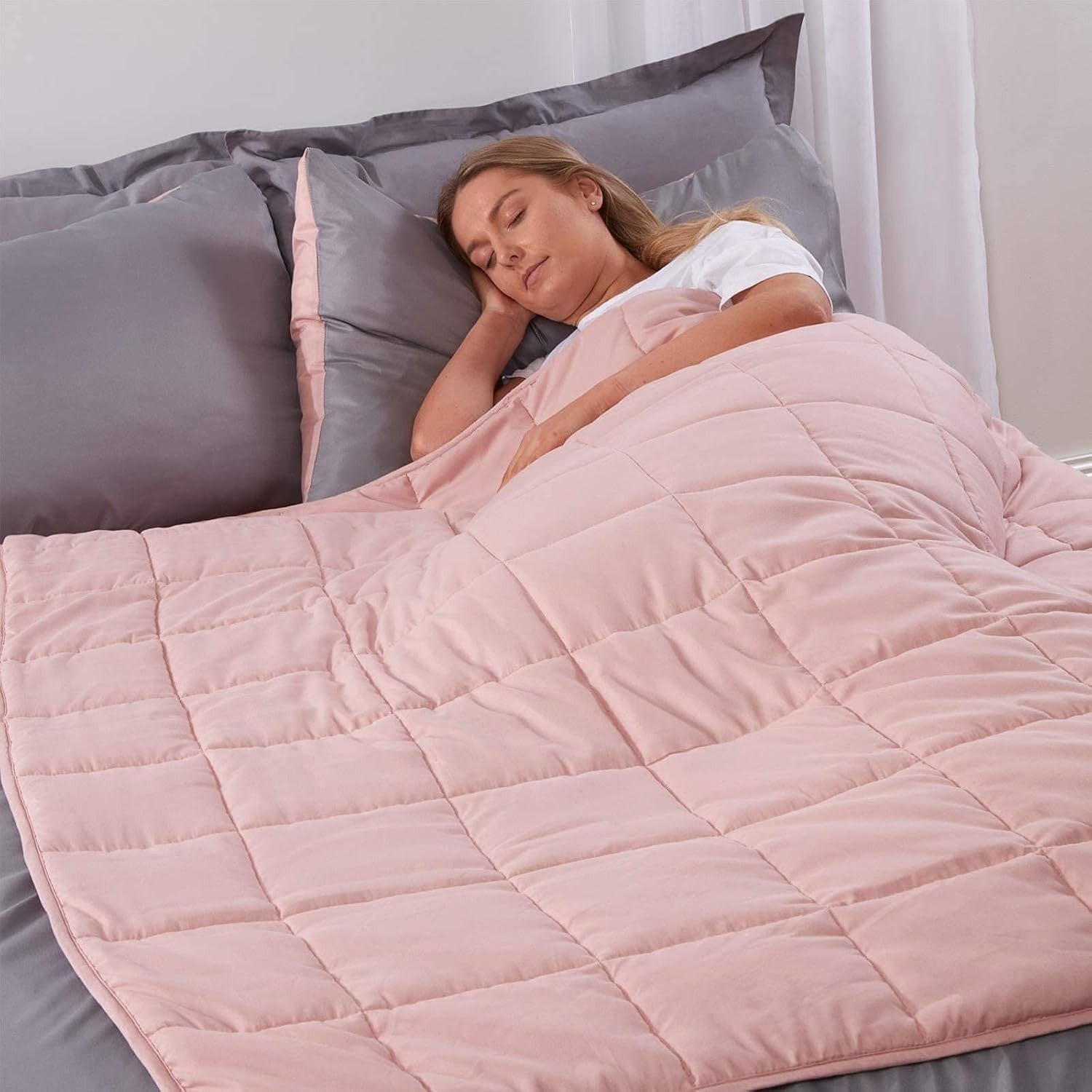 Weighted Blanket Adults Blush Pink 6kg 125x180cm Soft Calming Sleep Aid