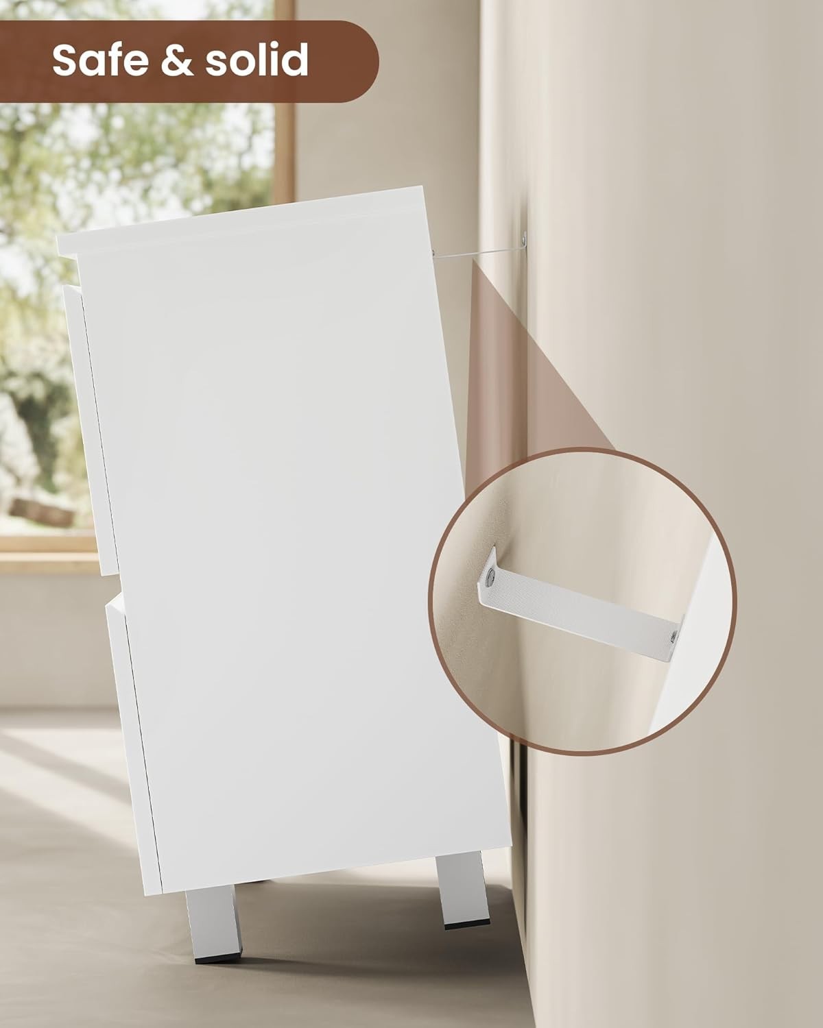 Under Sink Bathroom Cabinet White 60cm Storage Unit with 2 Drawers & Shelf