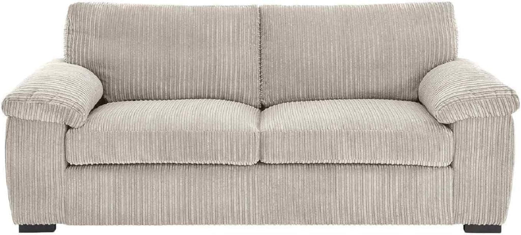 3 Seater Jumbo Cord Sofa Cream – Deep Cushions, Soft Fabric, UK Stock