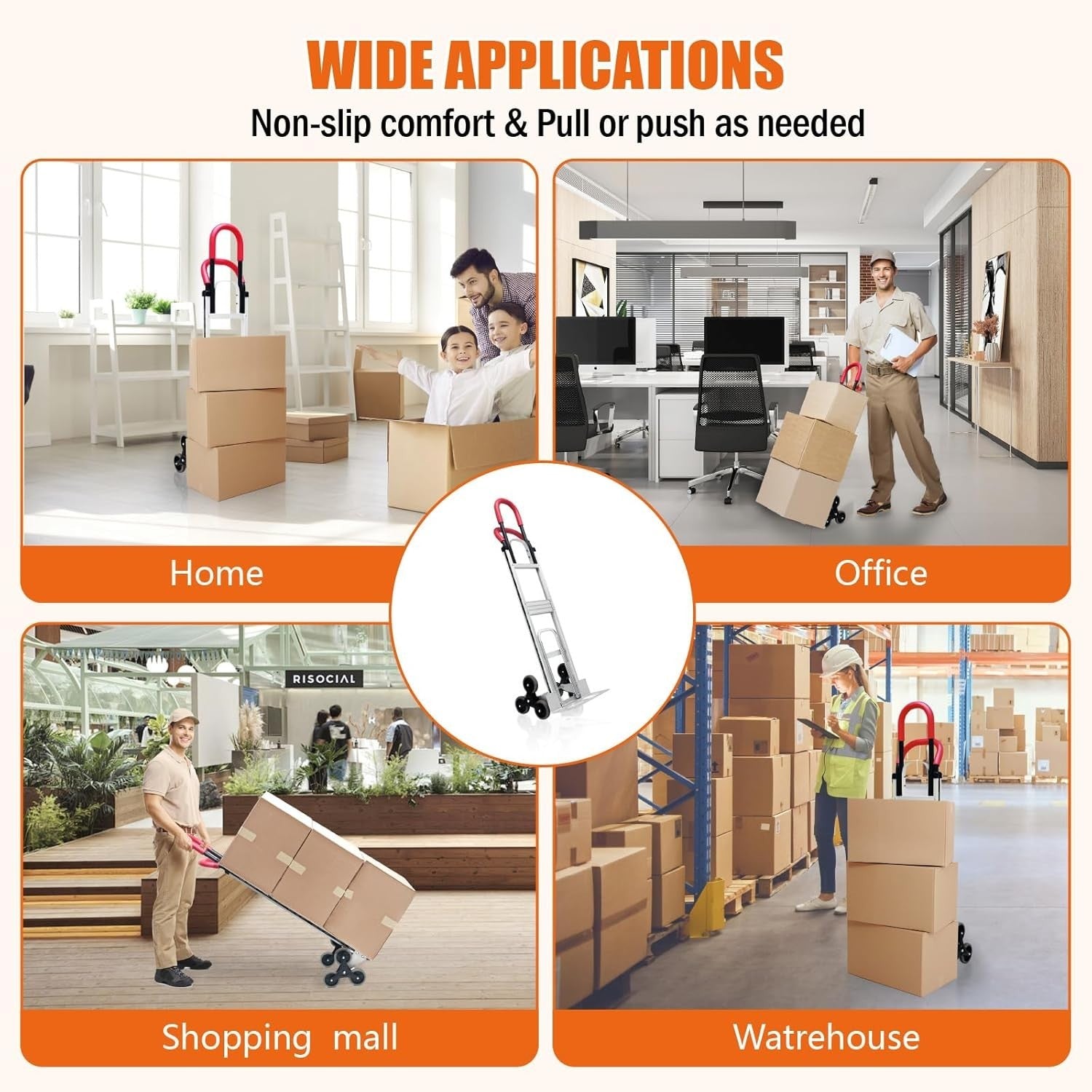 600lb Stair Climbing Hand Truck 2in1 Folding Dolly 6 Wheel Heavy Duty