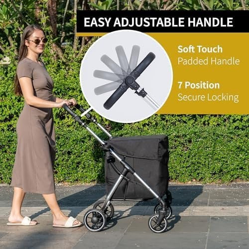 4 Wheel Shopping Trolley Folding Large 58L Swivel Wheels Lightweight