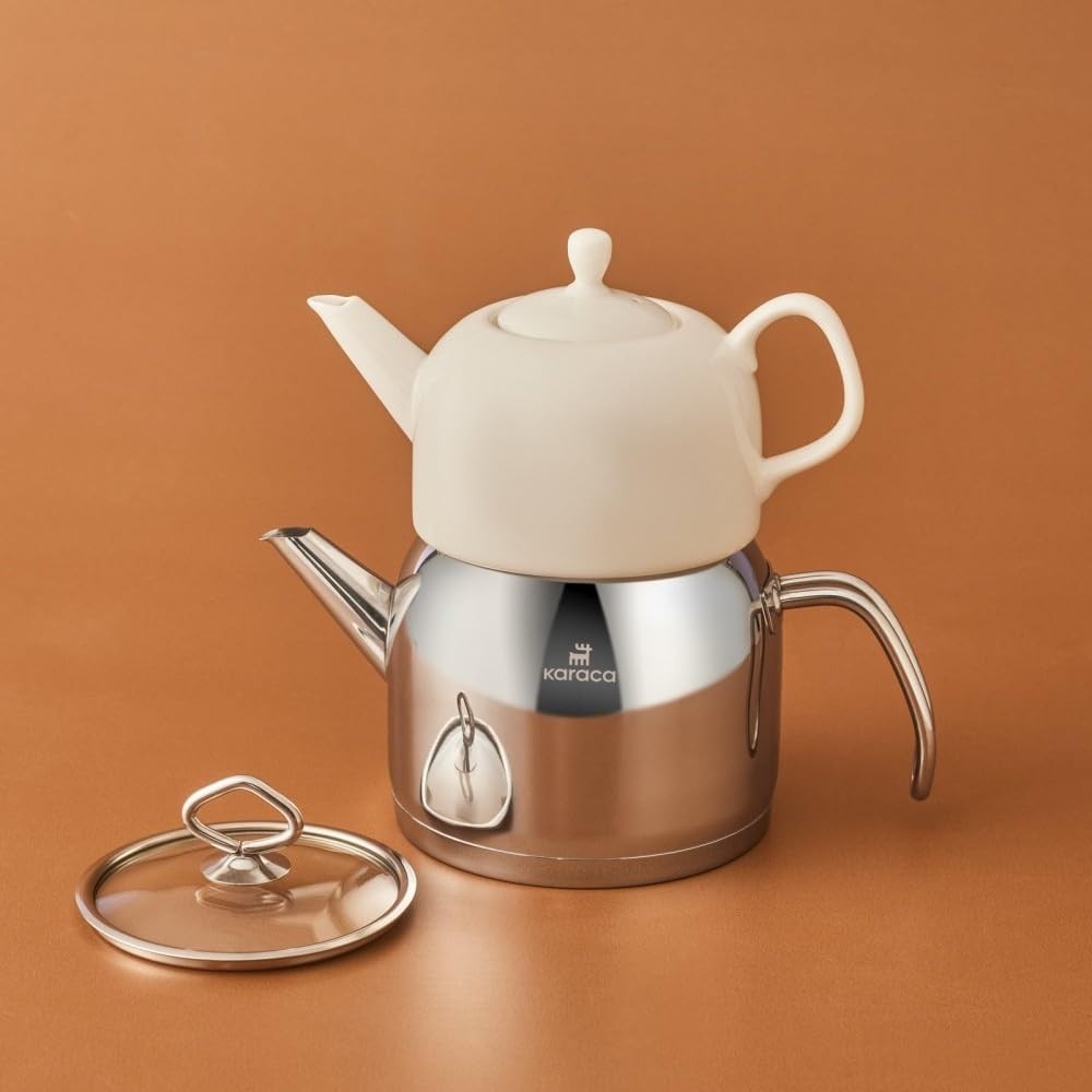 Turkish Tea Maker 3L Porcelain Stainless Steel Teapot Induction Safe