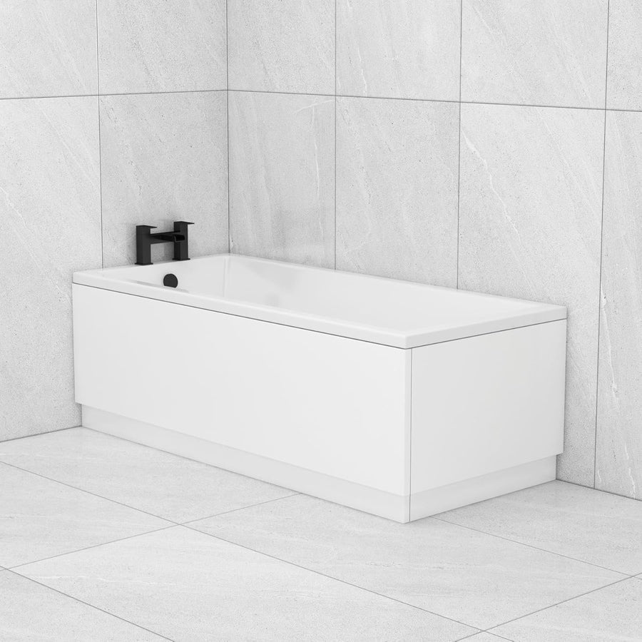 1500x700mm Designer Single Ended Acrylic Bath Tub White Square Soaking Spa