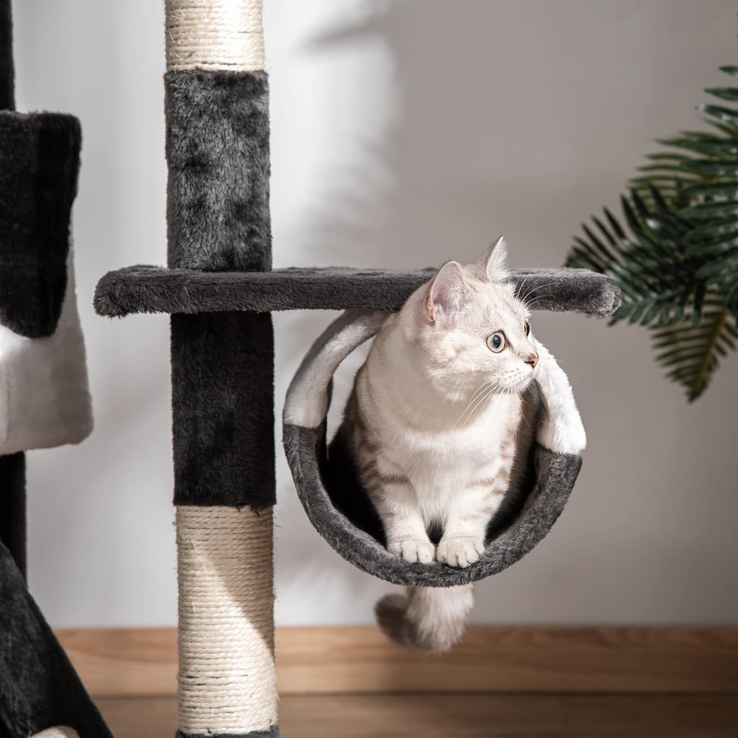 Floor to Ceiling Cat Tree 260cm Adjustable Tower with Hammocks Scratching Posts
