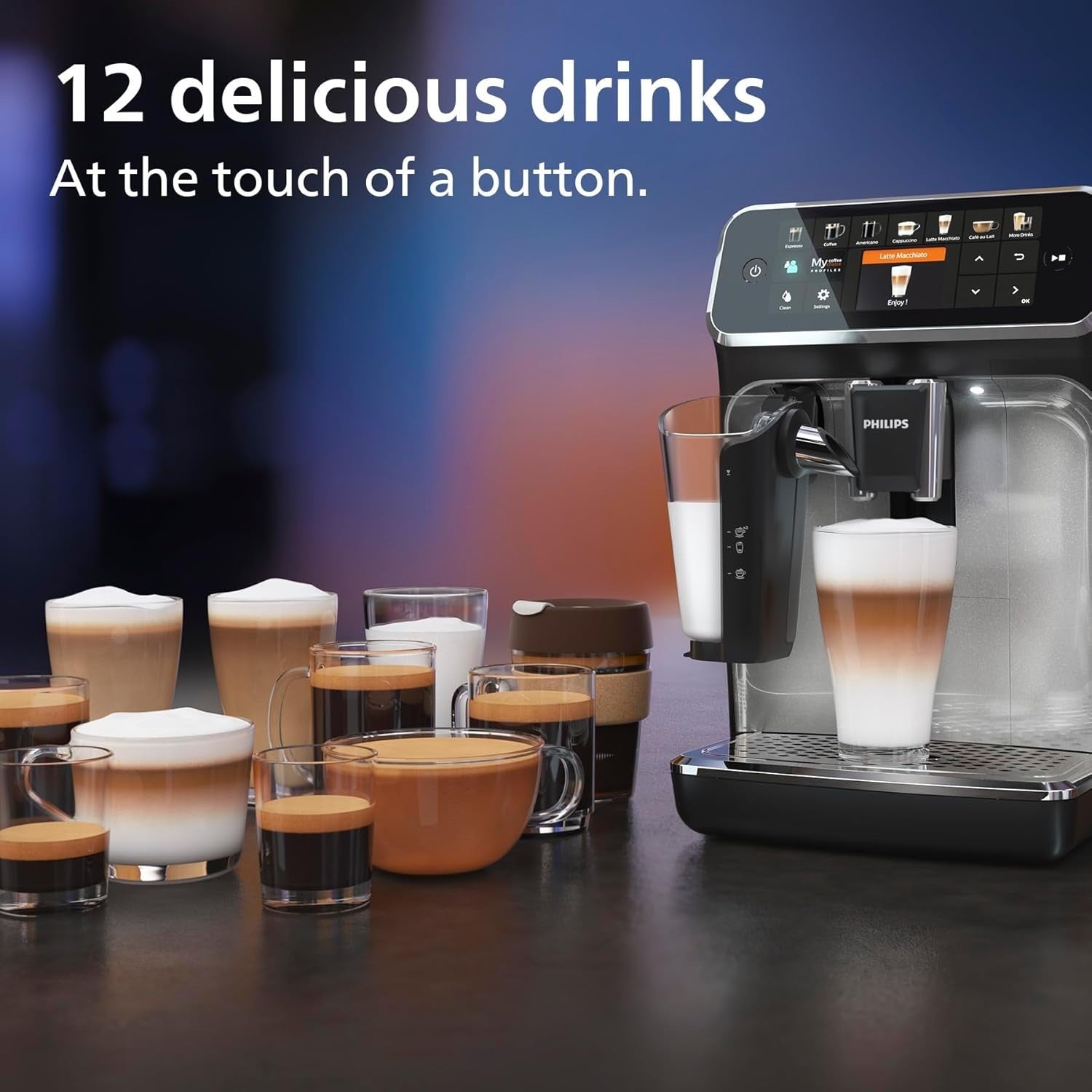 Automatic Bean to Cup Coffee Machine | 12 Drink Options | LatteGo Milk Frother