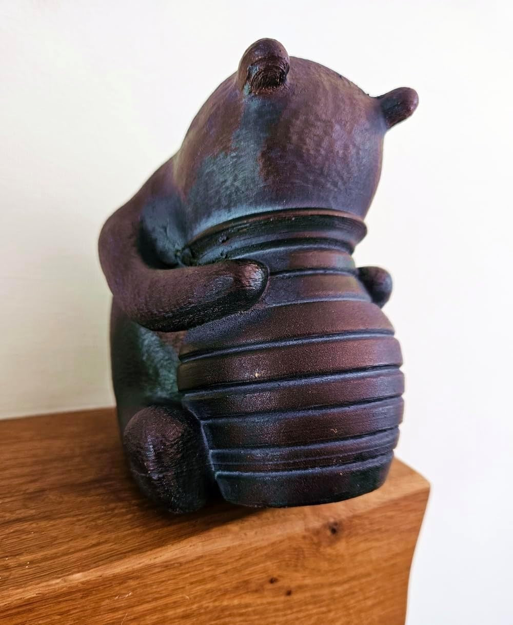 Bronze Sitting Bear Garden Ornament 15cm Resin Sculpture Outdoor Home Decor