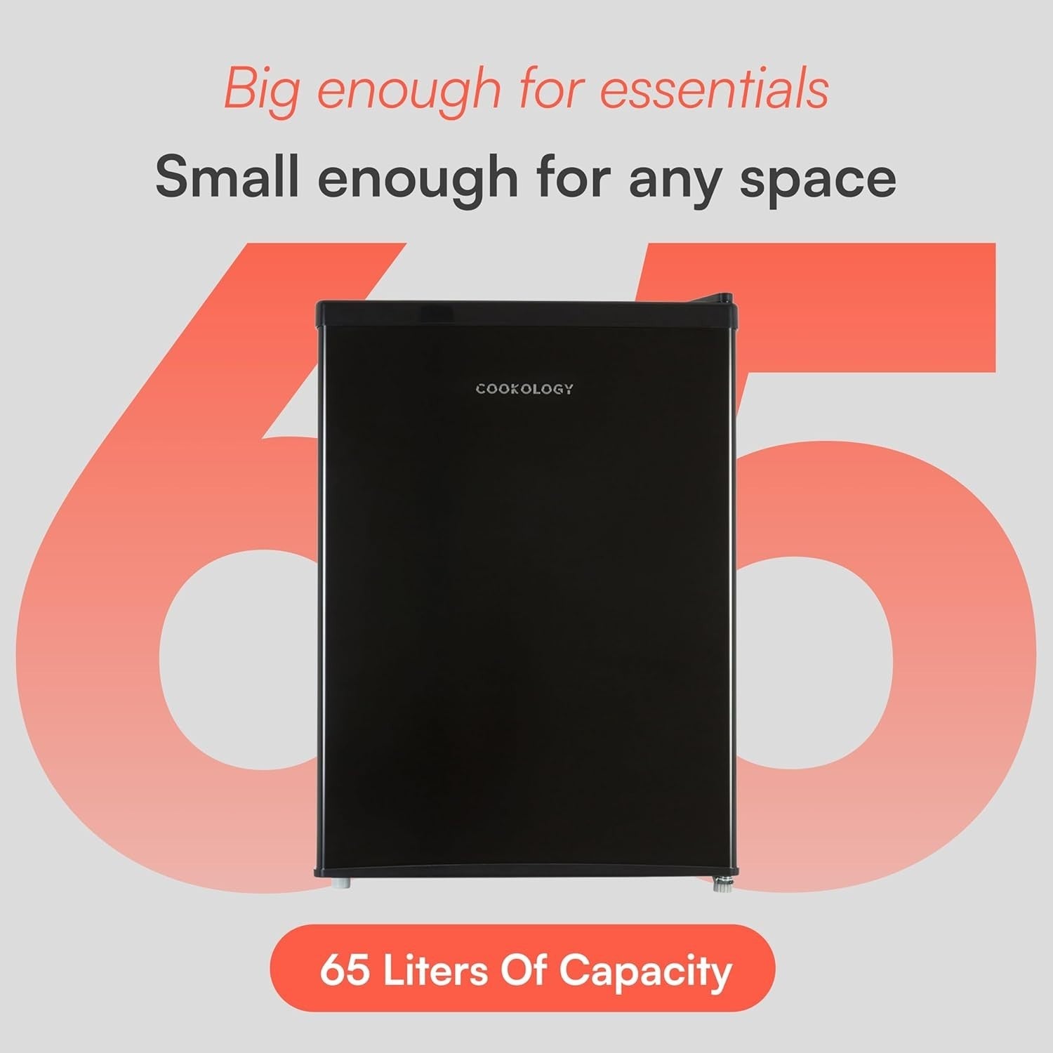 67L Table Top Mini Fridge Compact Freestanding Reversible Door Black