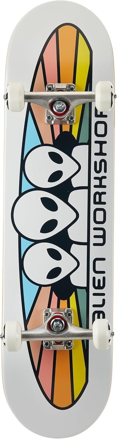 Complete Alien Workshop Skateboard White 8" Maple Deck 99A Wheels