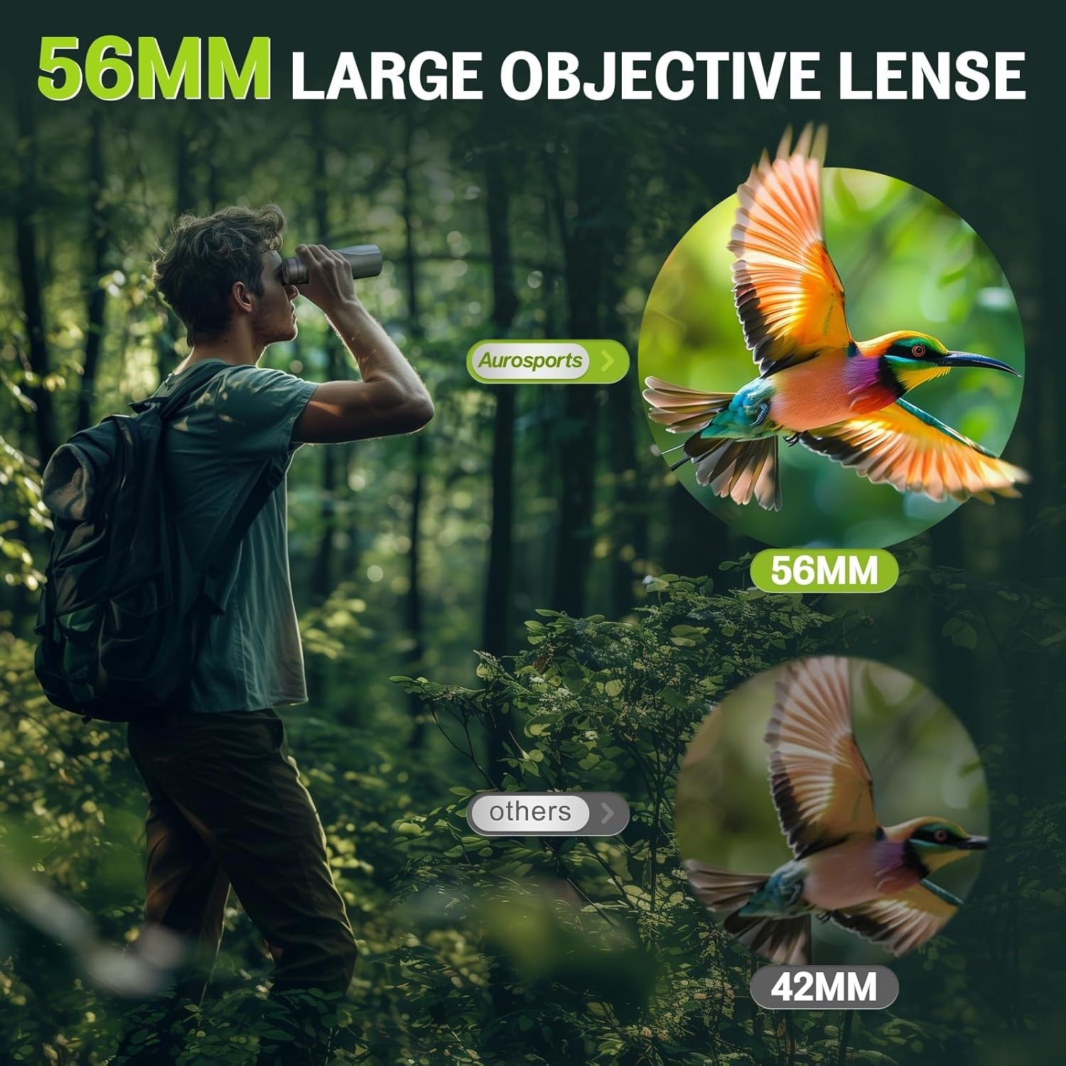 15x56 High Power Binoculars HD Large View Low-Light Vision for Bird Watching Tra