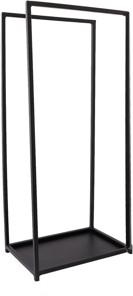 High Capacity Black Matte Iron Log Holder with Solid Base, 10kg Storage