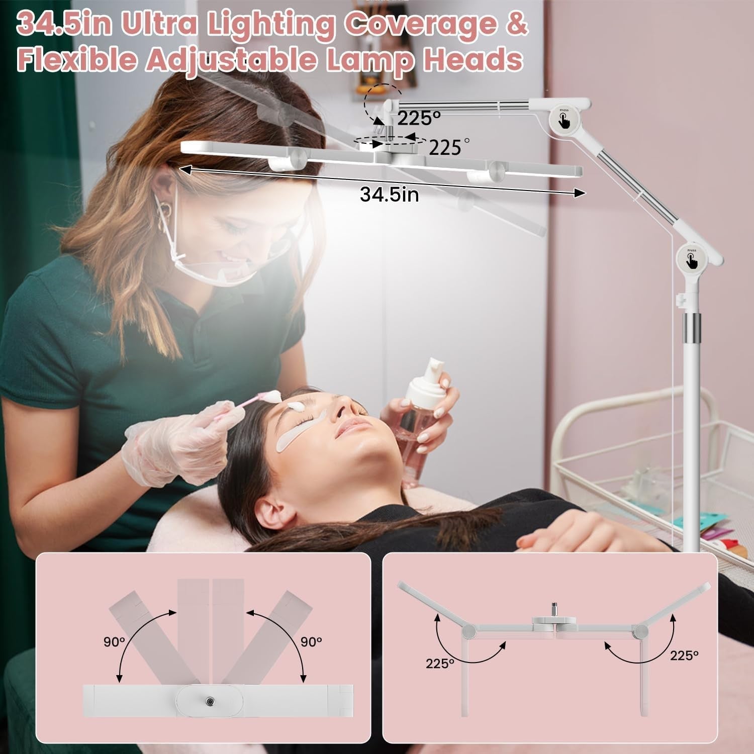 40W Foldable Lash Light LED Beauty Lamp Dimmable Remote Adjustable Arm