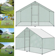 10x6.5x6.5FT Walk In Chicken Run Galvanised Steel Coop