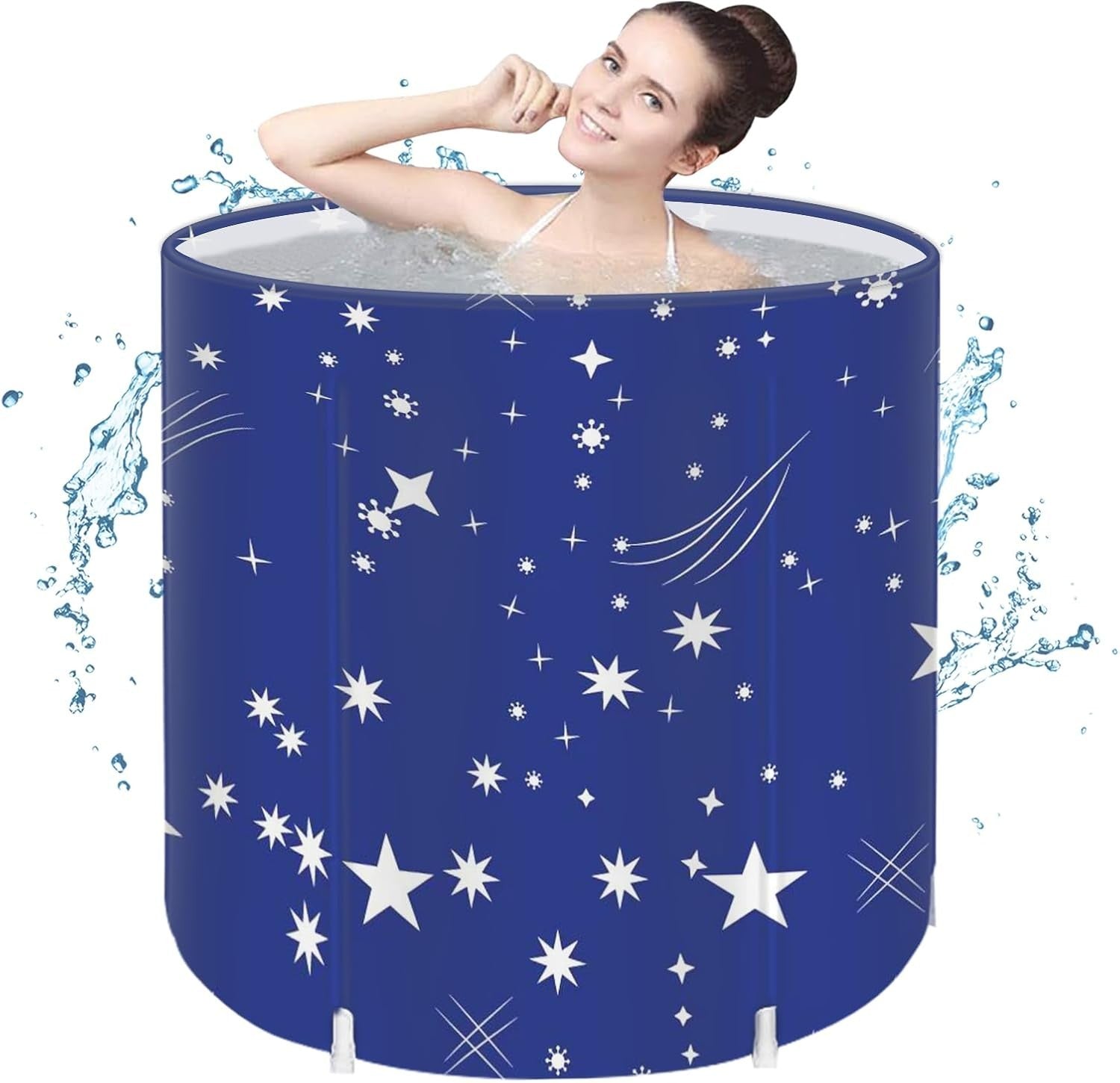 Portable Foldable Family Bathtub SPA Hot & Ice Bath Standing Tub Blue 41
