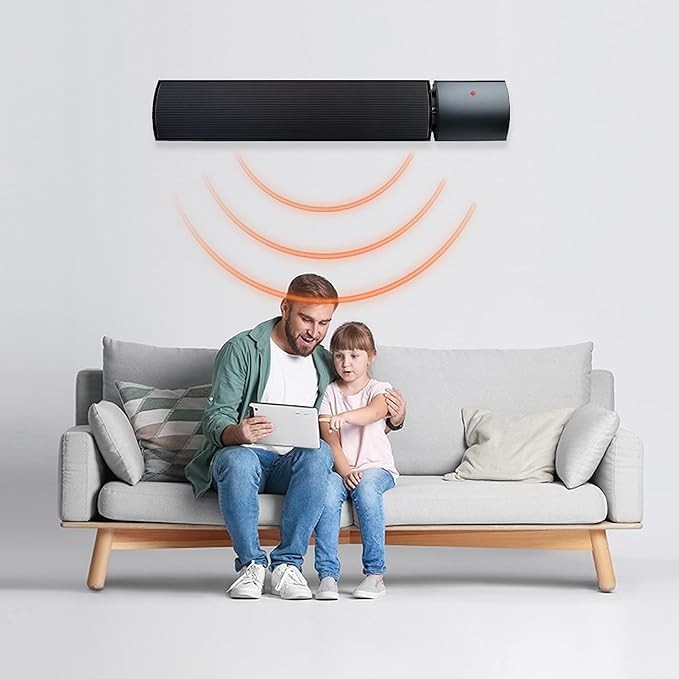 1200W IP44 Infrared Heater Wall Energy Efficient Fast Heat Indoor Outdoor