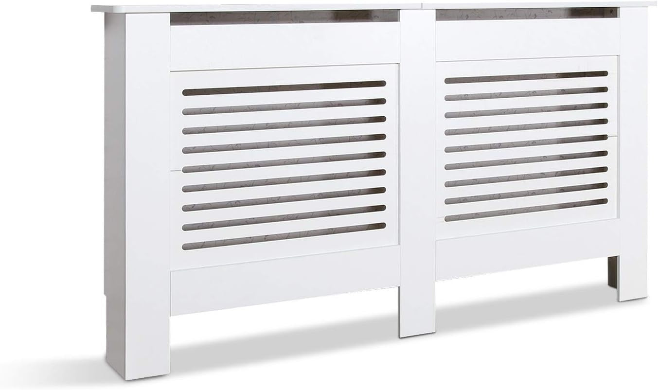 Large White Radiator Cover | Modern Horizontal MDF Cabinet