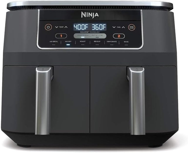 8-Qt Dual Basket Air Fryer | 6-in-1 Smart Finish Cooker | Family Size XL Crisp
