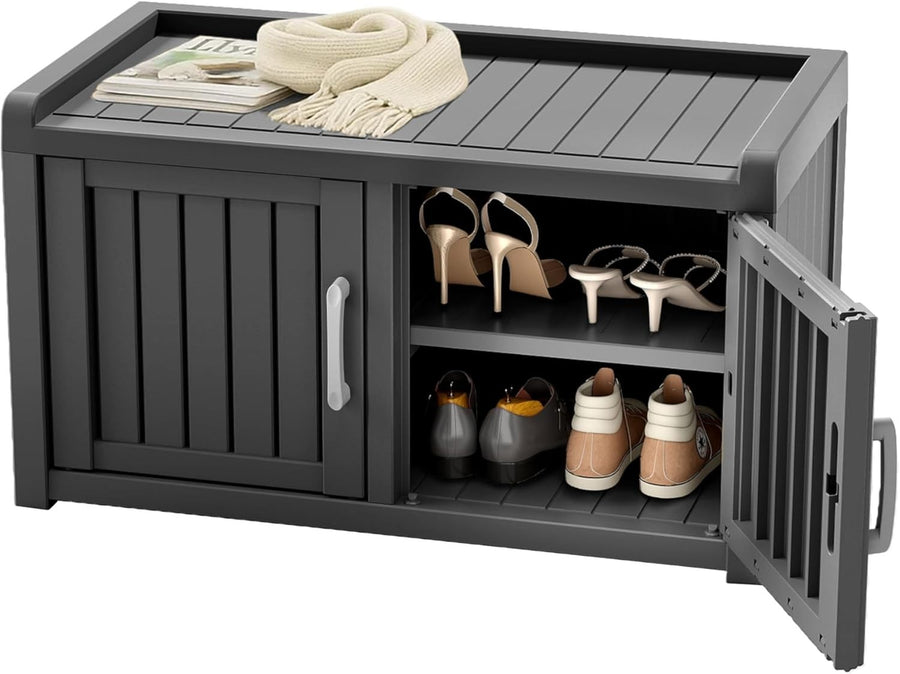 Spacious Waterproof Shoe Cabinet Bench Indoor Outdoor Storage 81x44x45.5cm