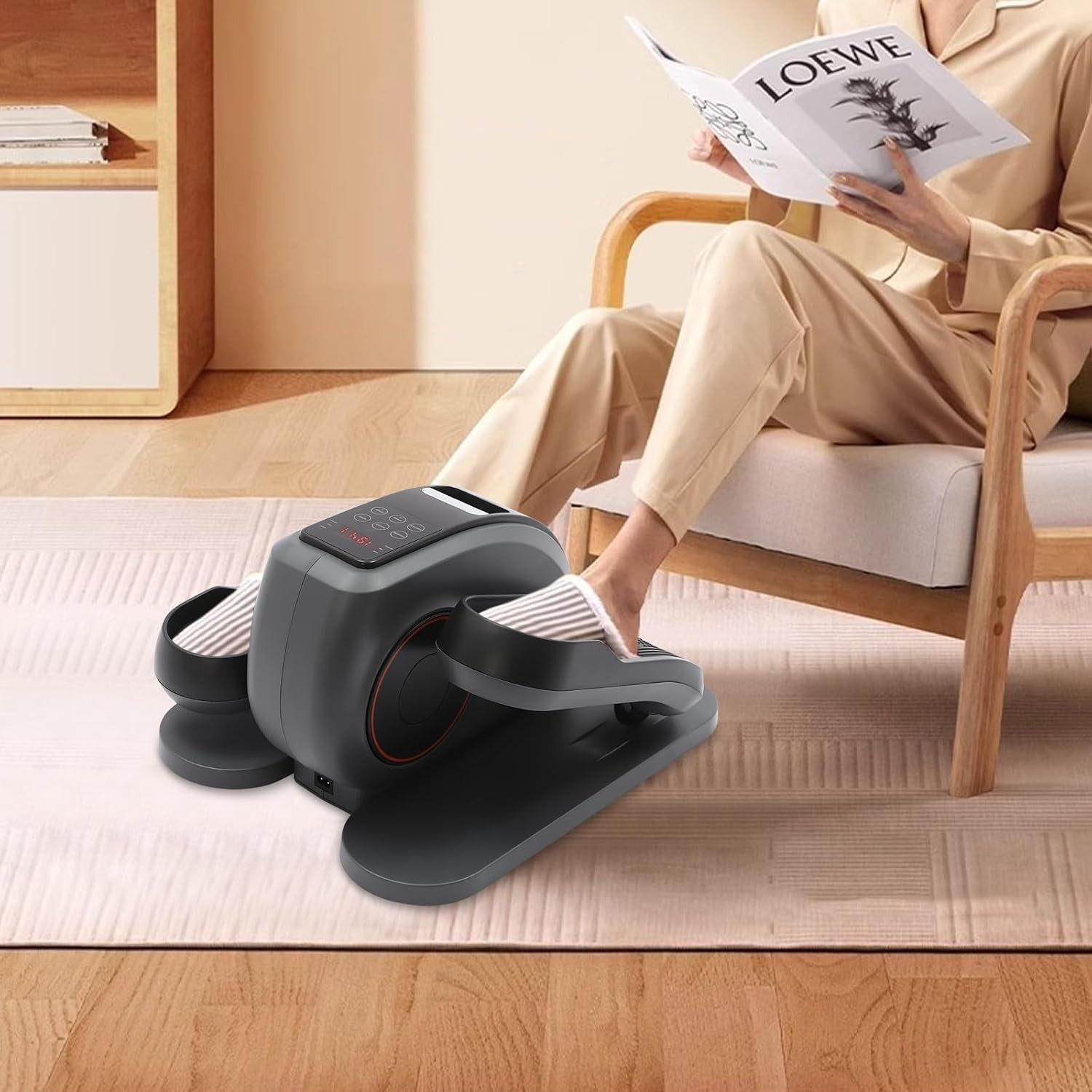 Under Desk Elliptical Trainer Quiet Electric Pedal Exerciser Auto Manual